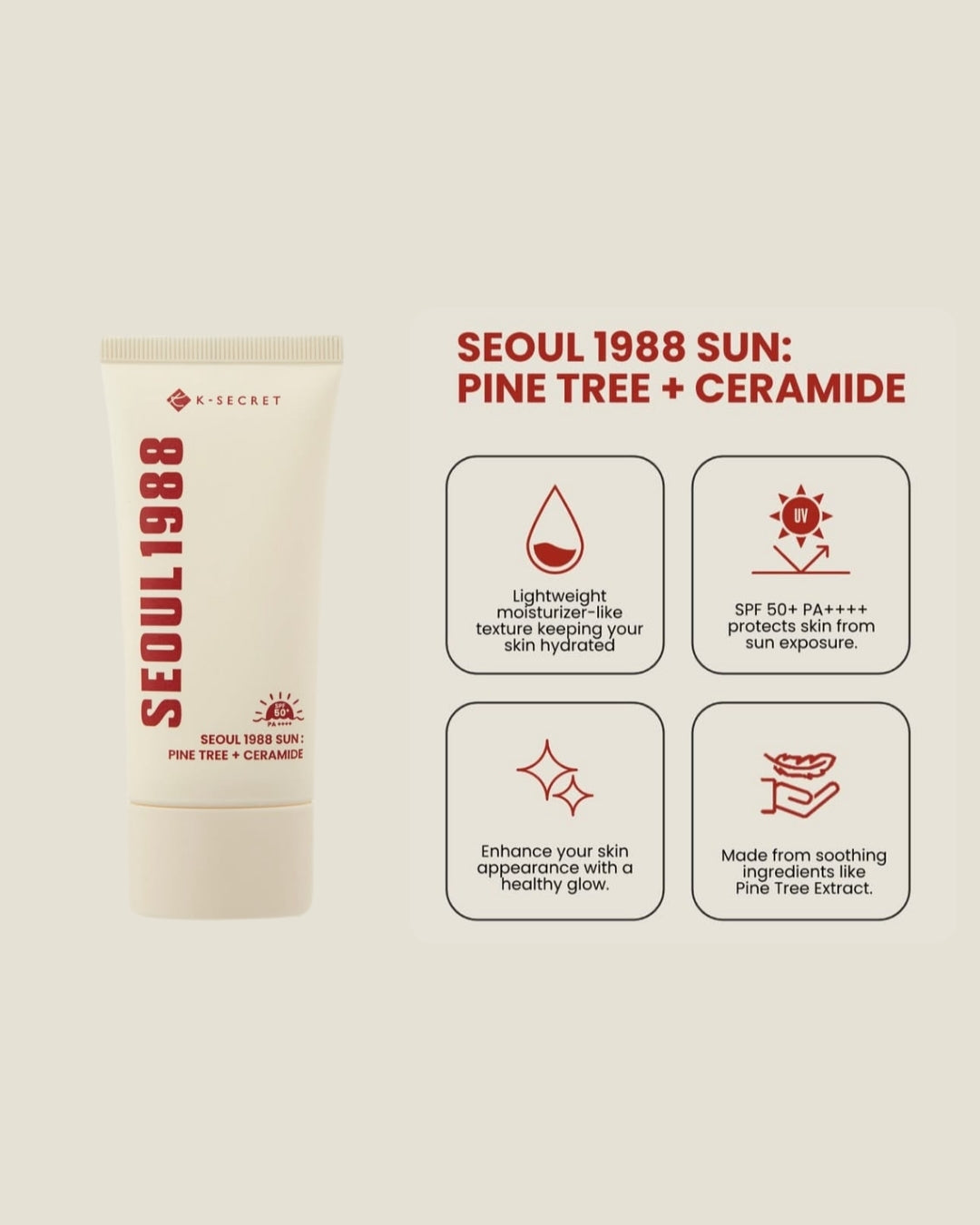 [KSECRET] Seoul 1988 Sun – Pine Tree + Ceramide SPF 50+ PA++++